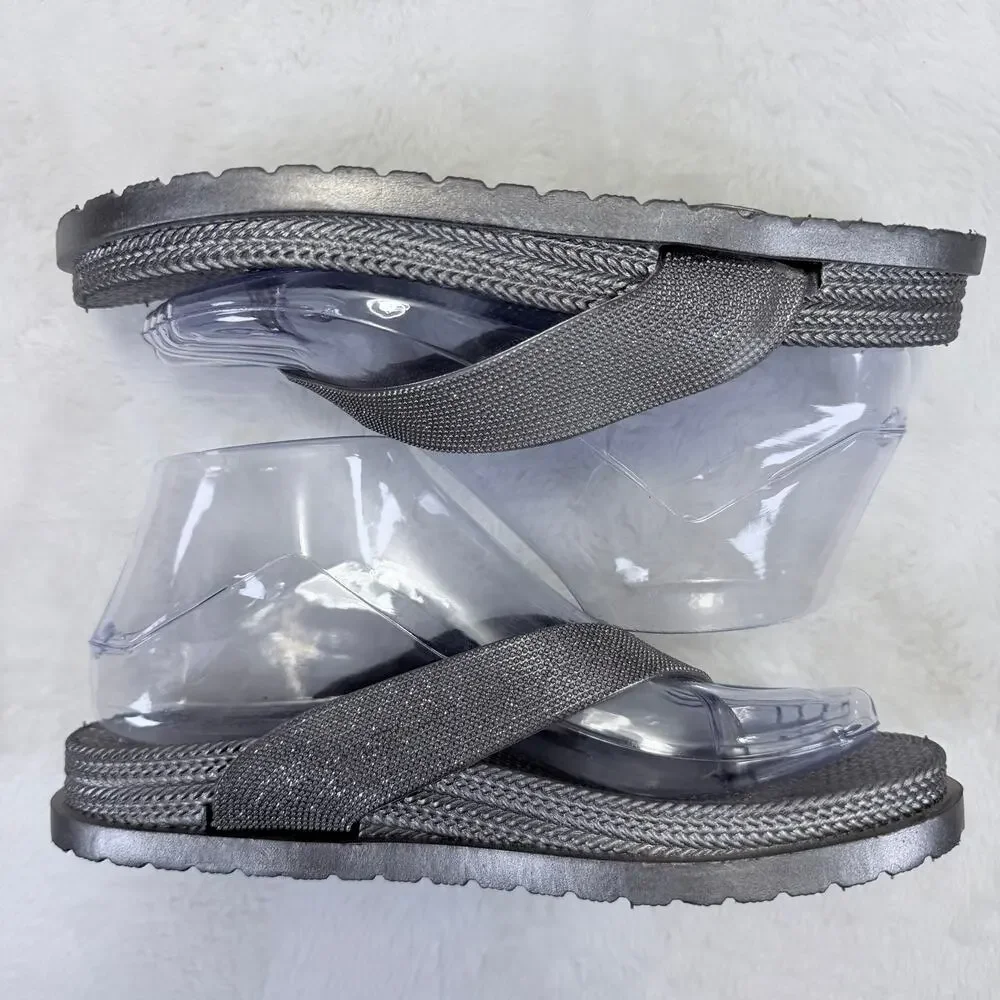 Capelli Silver Rhinestone Bling Womens Flip Flops Size 7 NWOB